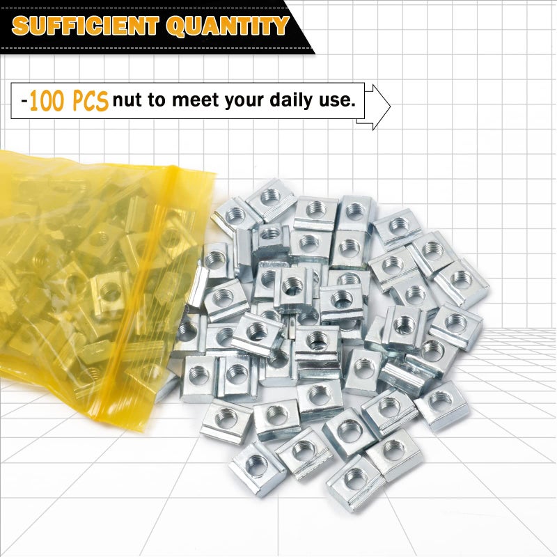 KOOTANS 100pcs 2020 Series Sliding T Nuts Metric M3 Thread Slide in Hammer Head T-Nut for Standard 6mm T-Slot Aluminum Extrusion Profile - Image 5